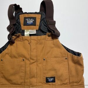 Walls Blizzard Pruf Bib Overalls Mens Large Short Brown Insulated Duck Canvas